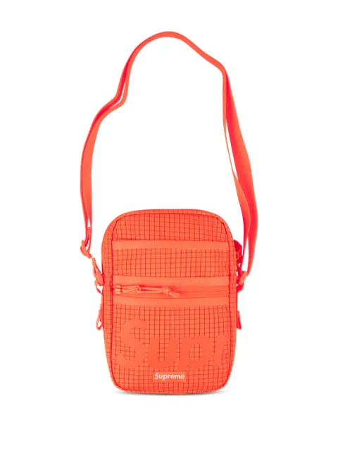 Supreme logo-print grid-pattern shoulder bag Orange SU362