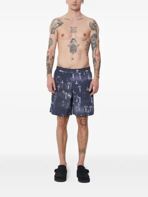 Aries cross-print swim shorts Blue SUAR30100