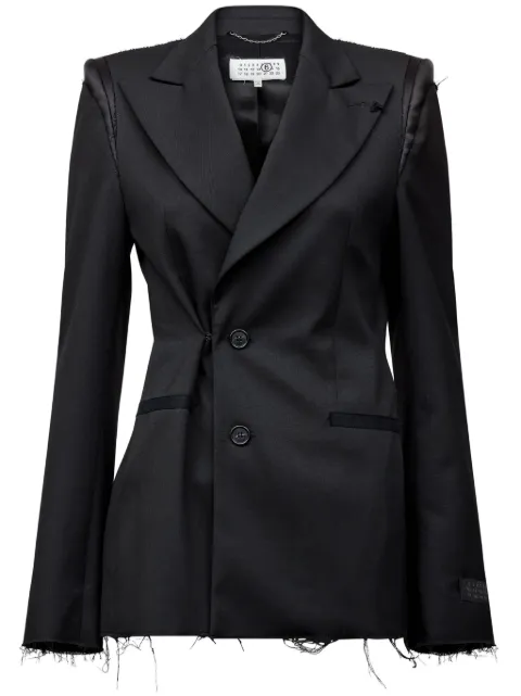 MM6 Maison Margiela raw-cut off-centre blazer Black S62BN0104M35227