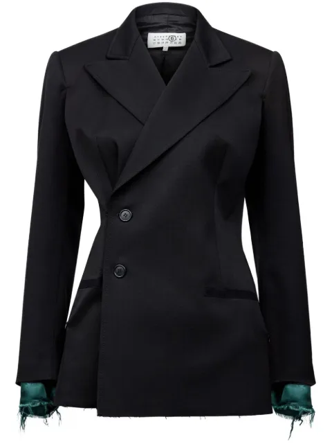 MM6 Maison Margiela logo-patch twill blazer Black S62BN0102S47848