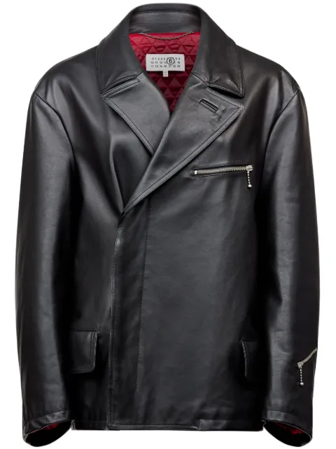 MM6 Maison Margiela zip-detailing leather jacket Black S62AN0137M07005