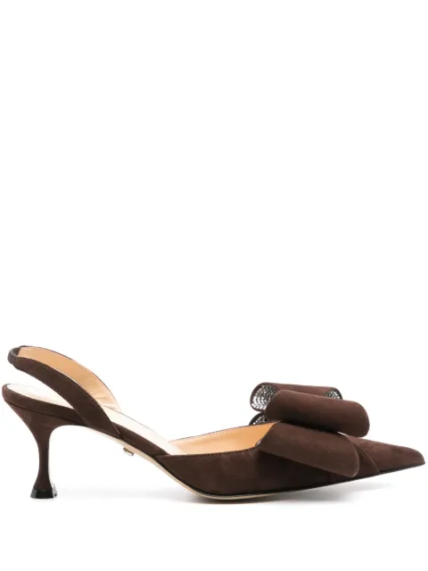 MACH & MACH 65mm bow-embellished pumps Brown PF24S057765SUEDKB