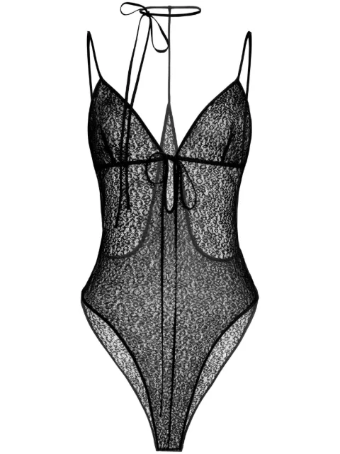Aleksandre Akhalkatsishvili halterneck lace bodysuit Black AASS24BOPLBK01