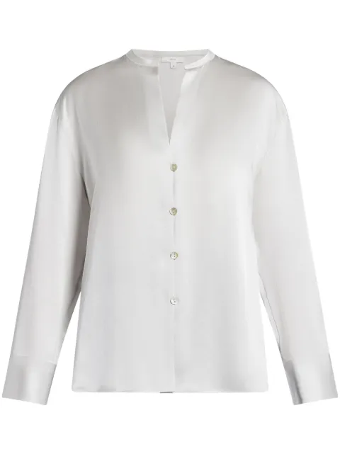 Vince band-collar silk blouse White V048312993