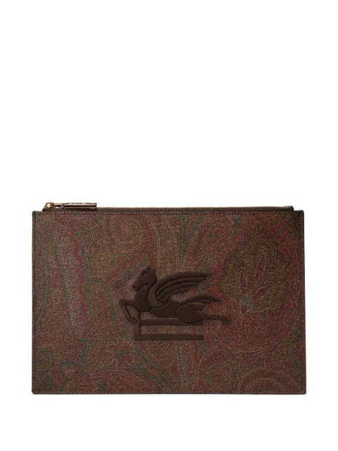 ETRO logo embroidered clutch bag Brown WP2C0013AA001