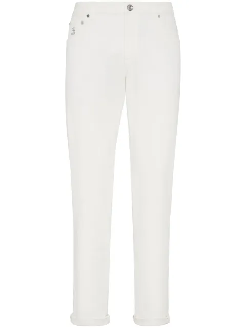 Brunello Cucinelli logo-embroidered regular-fit jeans White M277PJ201YC7210