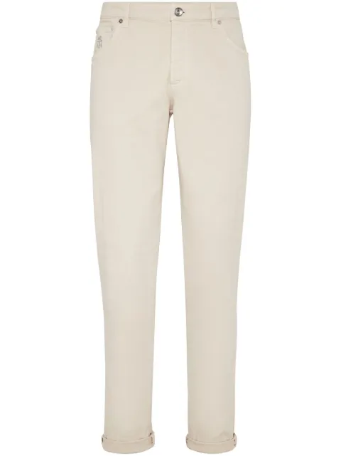 Brunello Cucinelli logo-embroidered jeans Neutrals M277PJ201YC6009