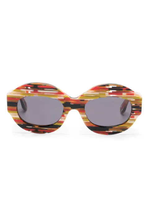 Marni Eyewear Spacey Stripey oval-frame sunglasses Red VJUIKKIL