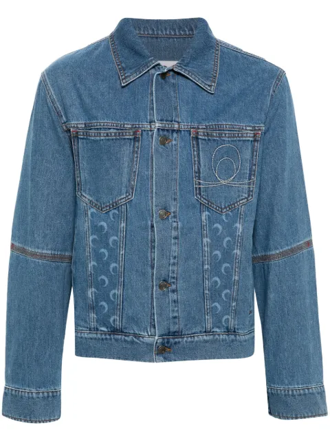 Marine Serre crescent moon-print denim jacket Blue MJA063ACDEN0002