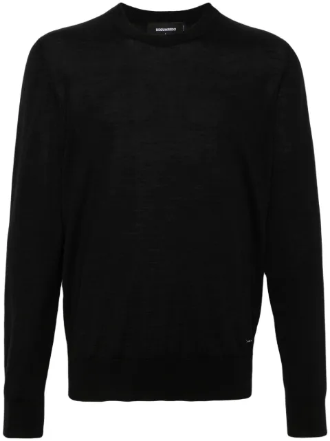 DSQUARED2 logo-plaque fine-knit jumper Black S74HA1461D13025