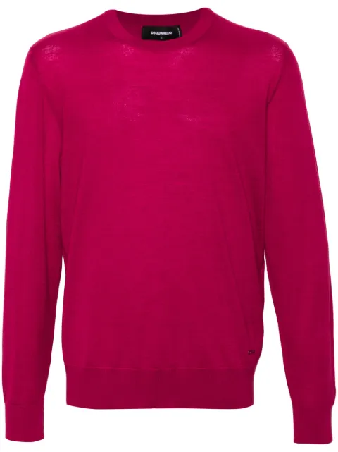 DSQUARED2 logo-plaque fine-knit jumper Red S74HA1461D13025
