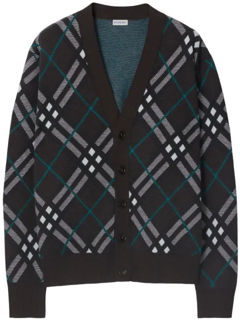 Burberry check-print V-neck cardigan Grey 8093496