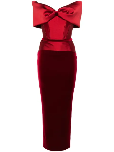 CRISTALLINI off-shoulder taffeta gown Red CA1367
