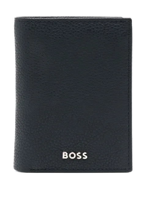 BOSS logo-plaque leather wallet Blue HLG416N