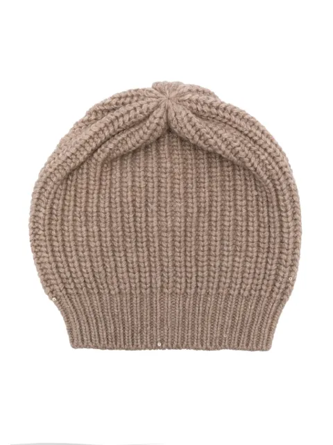 Brunello Cucinelli sequin-embellished ribbed-knit beanie Brown M32373999CJ077