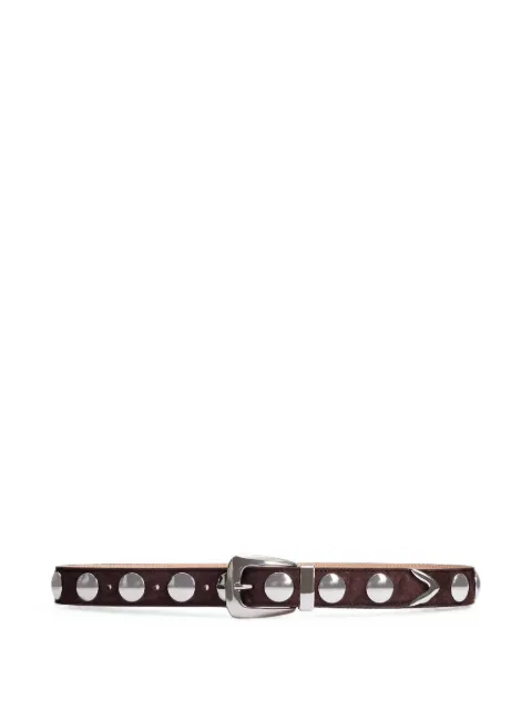 KHAITE Benny stud-embellished suede belt Brown 10014726899