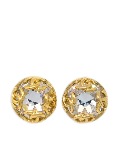 CHANEL Pre-Owned 1990-2000s CC rhinestone-embellished earrings Gold ER181867