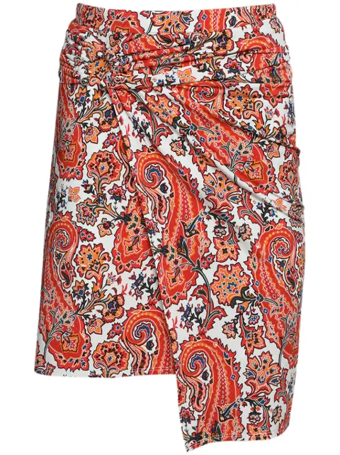 Rabanne Jupe gathered-detail paisley-print skirt White 24FJJU575VI0269