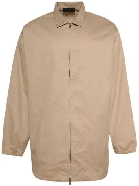 FEAR OF GOD ESSENTIALS logo-patch zip-up shirt jacket Neutrals 202SU244664F