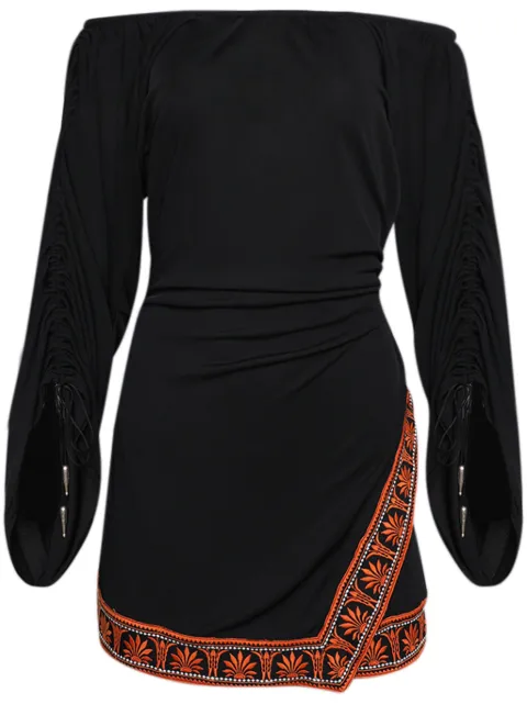 Rabanne contrast trimming off-the-shoulder minidress Black 24FJRO799VI0367