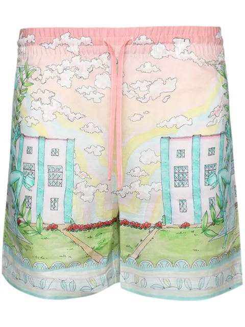 Casablanca Vase linen shorts Pink MPF24TR012