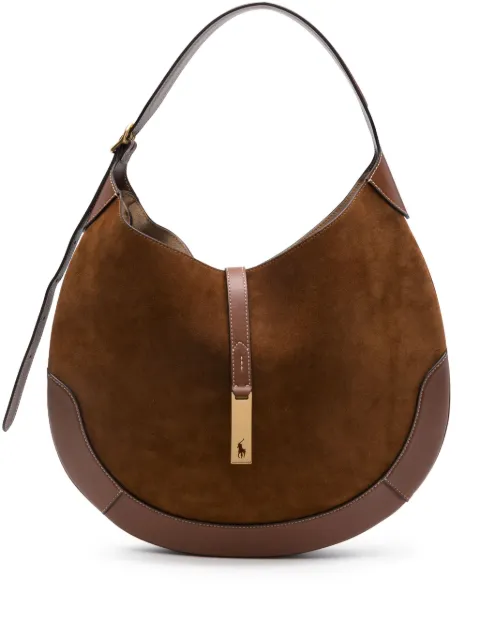 Polo Ralph Lauren large Polo ID suede shoulder bag Brown 428938748001