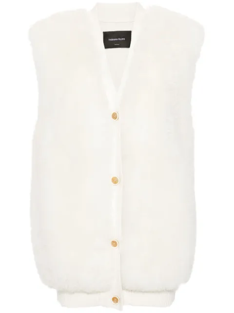 Fabiana Filippi shearling sleeveless cardigan White PLD214F234I9680000