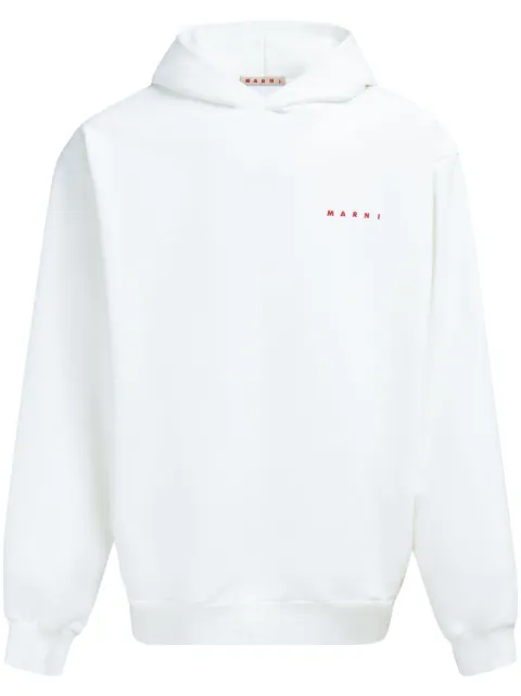 Marni logo-print cotton hoodie White FUMU0067POUSCW96
