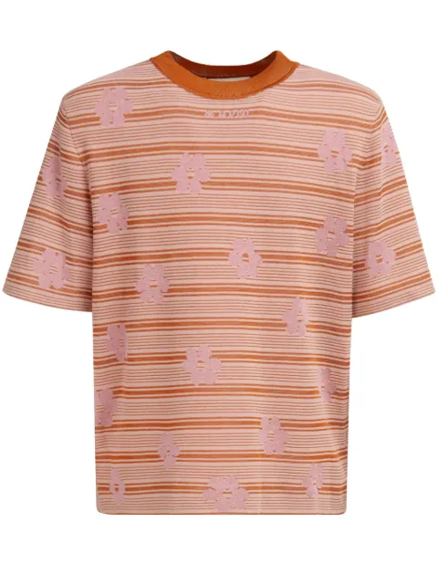 Marni intarsia-logo knitted cotton T-shirt Orange GCMG0409EQUFC324
