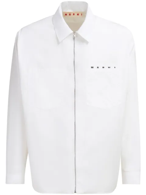Marni white organic poplin zip shirt with hidden logo White CUMU0297P0USCT88LOW01