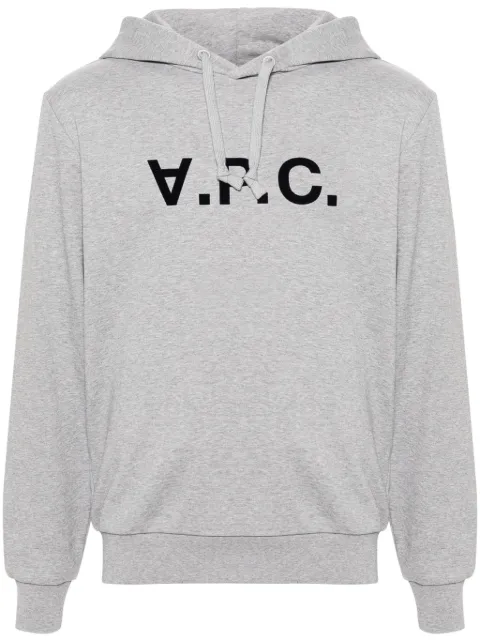 A.P.C. flocked-logo cotton hoodie Grey COHBNM27908