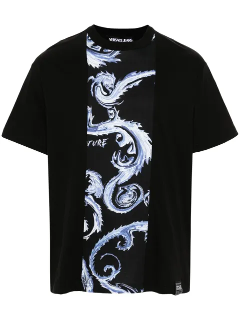 Versace Jeans Couture Barocco-print cotton T-shirt Black 77GAH612JS388