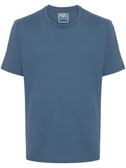 Fedeli short-sleeve cotton T-shirt Blue 7UED0304