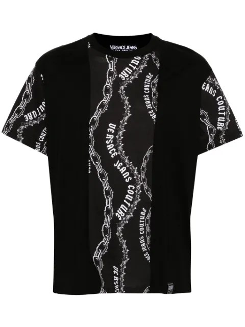 Versace Jeans Couture Chain Couture cotton T-shirt Black 77GAH622JS365