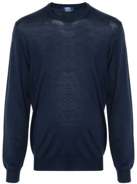 Fedeli fine-knit virgin-wool jumper Blue 7UE07012