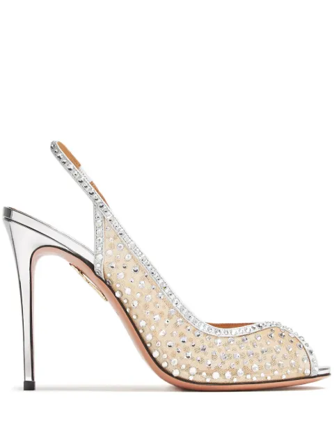 Aquazzura 105mm Crystal Lover sandals Neutrals CLRHIGS0STLCCC