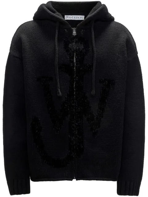 JW Anderson anchor-logo zip hoodie Black KW1238YN0170