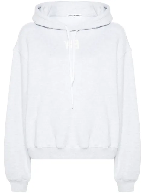 Alexander Wang logo-print cotton hoodie Grey 4CC3242101050