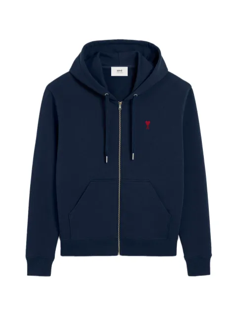 AMI Paris Ami De Coeur zipped hooded jacket Blue H26BFUSW435730