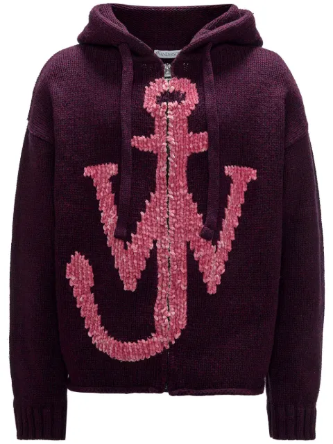 JW Anderson anchor-logo zip hoodie Purple KW1238YN0170489