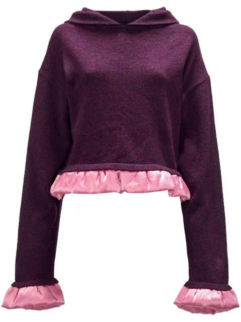 JW Anderson satin-trimmed cropped hoodie Purple KW1224YN0375489