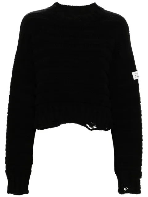 MM6 Maison Margiela distressed chunky-knit jumper Black S52HL0031M13040