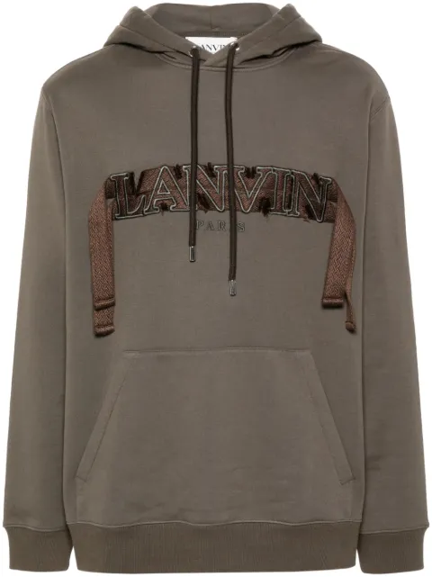 Lanvin logo-embroidered cotton hoodie Green RMHO0009J199A24