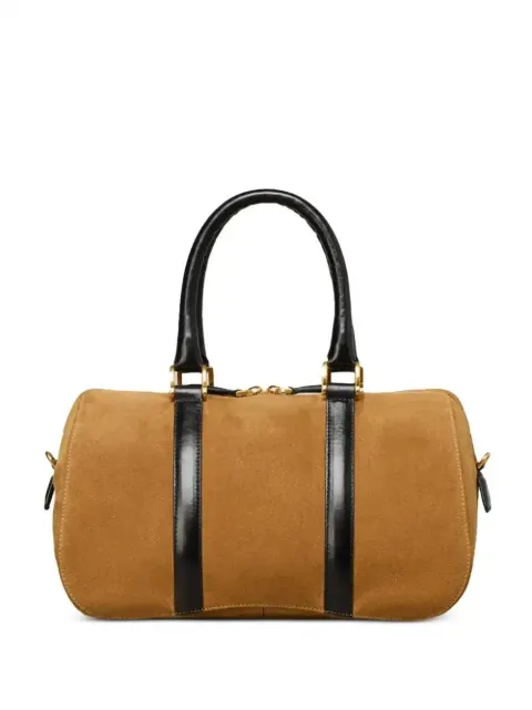 AMI Paris Boston suede tote bag Brown H24ULL013AL0084