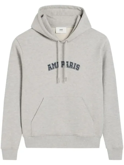 AMI Paris logo-print cotton hoodie Grey H24USW247730