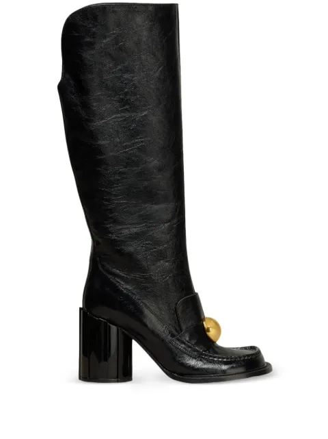 AMI Paris 90mm stud-embellished leather knee-high boots Black H24FSV354AL0051