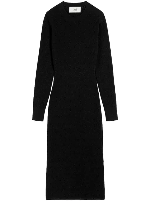 AMI Paris pointelle midi-dress Black H24FDR235KN0049