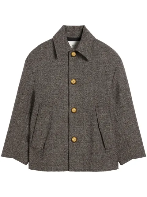 AMI Paris belt-detailed coat Brown H24FCO214WV0056