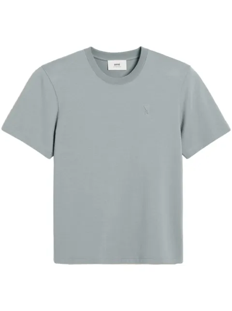 AMI Paris logo-debossed organic-cotton T-shirt Blue H24UTS027726