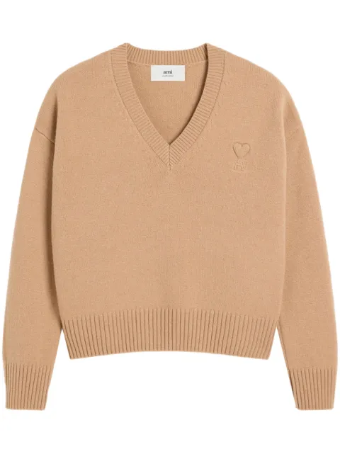 AMI Paris Ami de Coeur V-neck jumper Neutrals H24UKS244KN0028